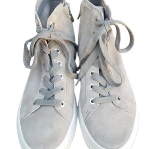 Dolce Vita Falcon Women’s 8.5 Medium Gray Suede Leather Lace-Up/Zip Boots Combat